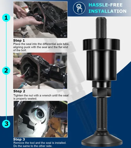 Miniatura 4 de Herramienta de instalación de sello lateral del eje interior para diferenciales delanteros y traseros Dana 30/44/60 compatible con Jeep, Ford