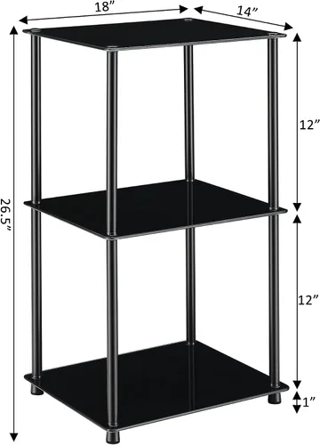 Miniatura 3 de Convenience Concepts Designs2Go Midnight Classic - Mesa cuadrada de cristal de 3 niveles, cristal negro
