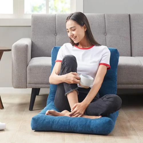 Miniatura 159 de Juego de 2 almohadas de suelo de meditación, almohadas cuadradas grandes para adultos, cojín de pana copetuda para sala de estar de tatami, gris, 22
