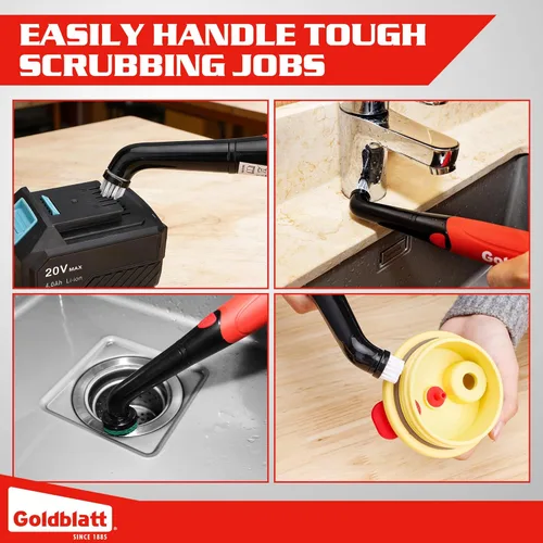 Miniatura 8 de Goldblatt Kit de limpieza eléctrica inalámbrica de 18 piezas, cepillo eléctrico de mano para baño, cocina, ducha, azulejos, lechada y superficies