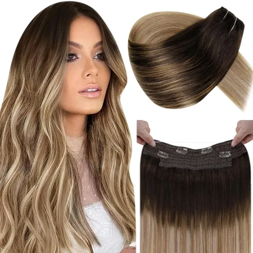 Miniatura 19 de LaaVoo Extensión de cola de caballo de cabello humano marrón para mujer, extensiones de cola de caballo marrón oscuro, extensiones de cabello humano