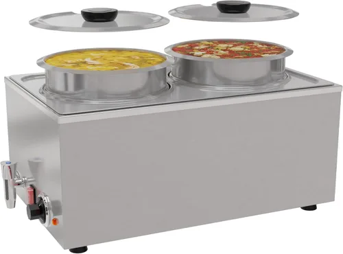 Miniatura 13 de KoolMore Calentador de alimentos comercial Bain Marie para encimera, estación de sopa y servidor de mesa de buffet con tres secciones para servir