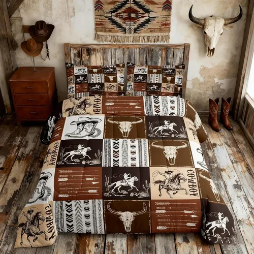 Miniatura 13 de Juego de edredón rústico de oso tamaño completo, juego de ropa de cama de caza de animales salvajes de 3 piezas, edredón de plumón vintage de cabaña