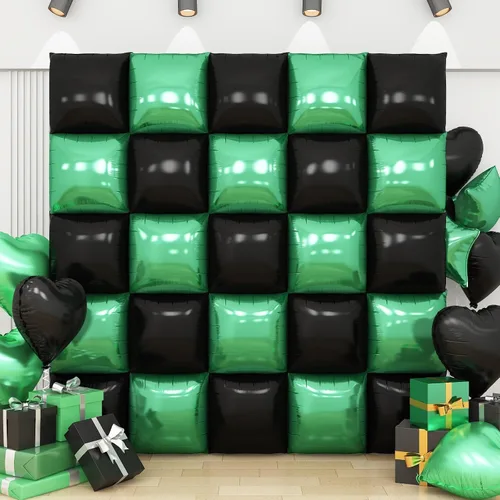 Miniatura 18 de Globos de aluminio cuadrados rojos, azules y plateados, kit de 25 globos de doble cara para fondo, túnel de helio, arco, guirnalda para el 4 de Rojo