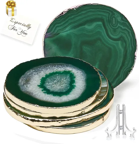 Miniatura 6 de Posavasos de Ágata Geode para Bebidas con Piedra Natural de Gema, Posavasos de Ágata en Rodajas para Tazas y Alfombrilla de Copa para Decoración