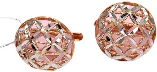 Miniatura 6 de SAGEKING 2024 New 585 Purple Gold Plated 14K Rose Gold Openwork Round Flower Earrings For Women Elegant Charm Fashion Engagement Jewelry Fashion