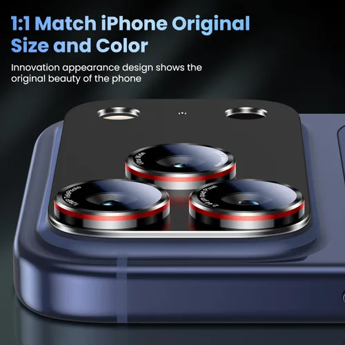 Miniatura 6 de Uyiton Protector de lente de cámara para iPhone 17 Pro - [Tipografía única + lente de teléfono diseño de círculo rojo] Cubierta de cámara de vidrio