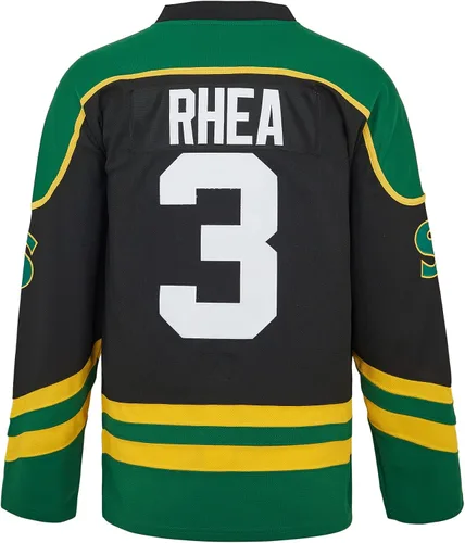 Miniatura 2 de Ross The Boss #3 Rhea - Camiseta de hockey sobre hielo con parche EMHL para hombre, diseño de tréboles de San Juan