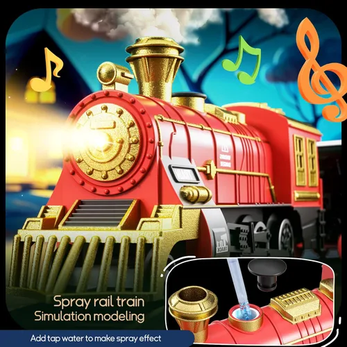 Miniatura 4 de Juego de tren de juguete para niños pequeños de 3 a 8 años, juego de tren eléctrico de juguete con luces y sonido para debajo del árbol de Navidad