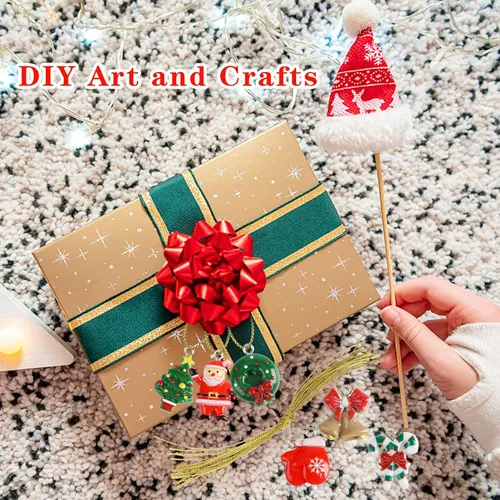 Miniatura 7 de 42 piezas de mini adornos de Navidad, árbol de Navidad de resina en miniatura para decoración de mini árbol de Navidad, juego de adornos decorativos