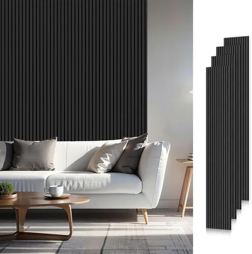 Miniatura 8 de Paneles acústicos de listones de madera, 94" x 23.6" cada panel de pared de listones de madera insonorizado - roble blanco, paquete de 2