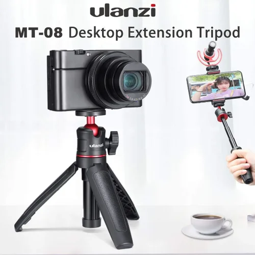 Miniatura 4 de MT-08 Mini trípode negro para cámara, trípode universal de tornillo de 1/4 pulgadas compatible con DJI OSMO Pocket 3/Insta 360 x 5/OSMO