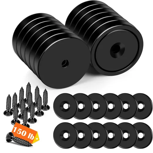 Miniatura 11 de DIYMAG Imanes de neodimio fuertes, paquete de 8 imanes redondos plateados de tierras raras de 110 libras con agujero avellanado resistente