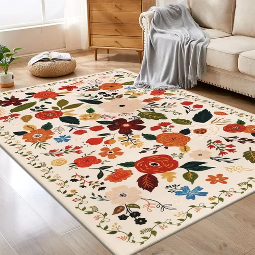 Miniatura 127 de U'Artlines Alfombra de Área Bohemia Lavable, 2x3 Pequeña Suave Antideslizante Vintage Felpudo para Puerta Frontal Interior Alfombra Verde