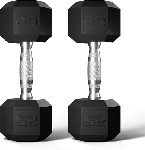 GRETERST Juego de mancuernas hexagonales con revestimiento de goma, pesas de mano para ejercicio y fitness para gimnasio en casa, entrenamiento de