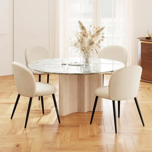 Miniatura 7 de Juego de 2 sillas de comedor tapizadas, modernas sillas auxiliares de cocina con asiento acolchado, cómodas patas de estudio de tela de felpilla