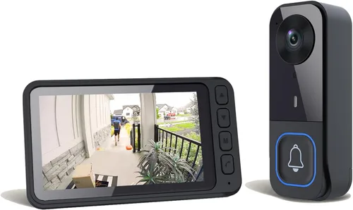 Miniatura 9 de TKMARS Timbre de puerta inalámbrico sin suscripción, activación bidireccional e intercomunicador, IPX65 impermeable, video 1080P, pantalla de 4.3