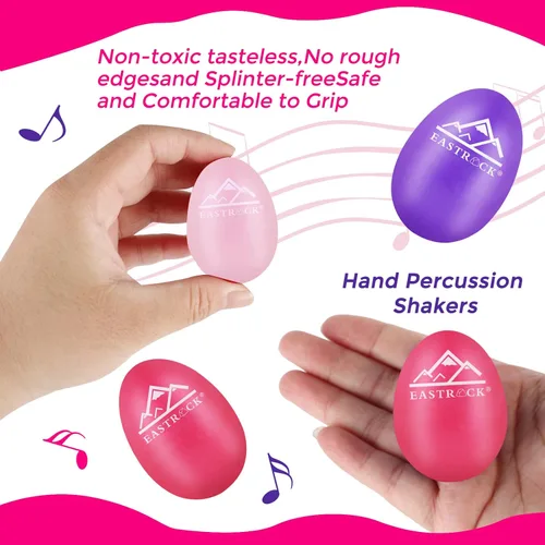 Miniatura 5 de EASTROCK - Juego de 6 unidades de maracas musicales en forma de huevo de plástico, instrumentos de percusión de mano