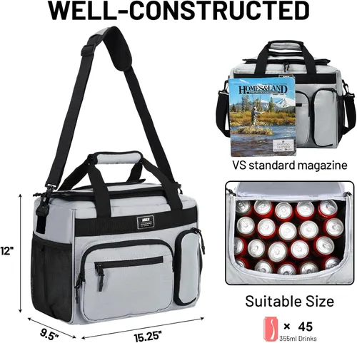 Miniatura 6 de MIER Bolsa enfriadora suave extra grande de 30L con abridor de botellas para camping, playa, barbacoa, comestibles, golf, a prueba de fugas, bolsa