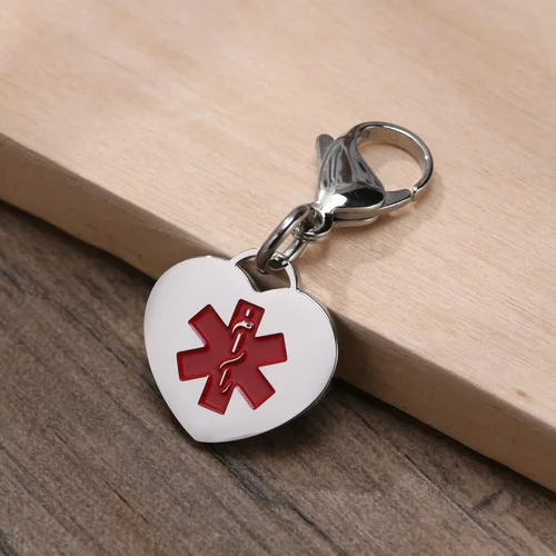 Miniatura 4 de VNOX Abalorio de alerta médica y dije de identificación con cierre de langosta llavero médico de emergencia para hombres y mujeres