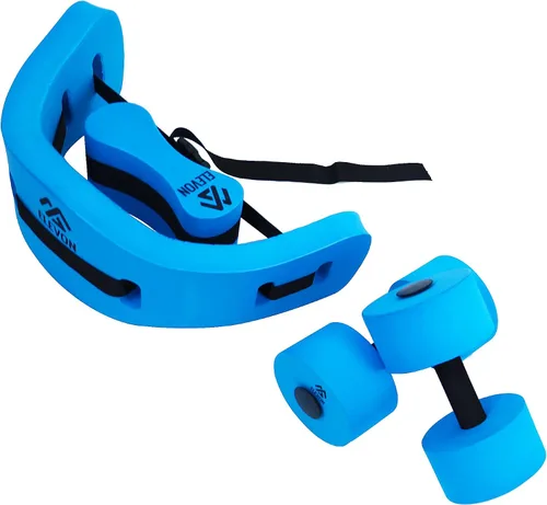 Elevon Juego completo de entrenamiento de natación que incluye pesas de agua, cinturón flotante y flotador de pierna de boya de tracción, color azul
