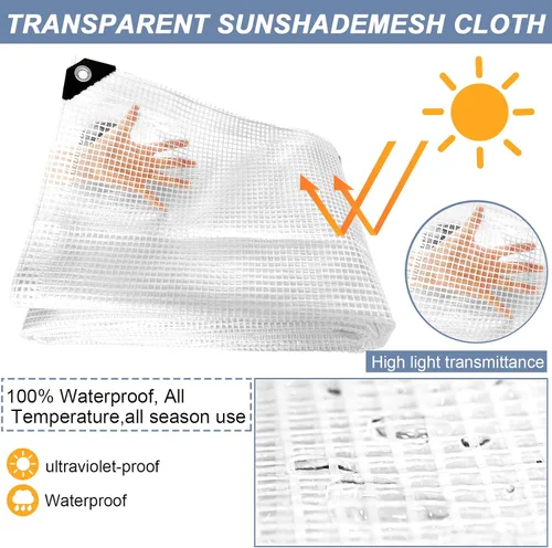 Miniatura 3 de STARPYNG - Lona de 10 Mil Transparente/Blanca de 16X20 Pies - Lona de Malla Transparente Resistente - Lona Impermeable, Resistencia UV, Invernadero