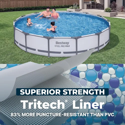 Miniatura 4 de Bestway Steel Pro MAX - Piscina elevada de natación (12 pies x 30 pulgadas) Piscina familiar redonda para patio trasero al aire libre Incluye