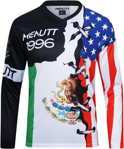 Miniatura 2 de MENUTT Camiseta de ciclismo de montaña para hombre, manga larga, MTB Off-Road México, camisetas de descenso y motocross