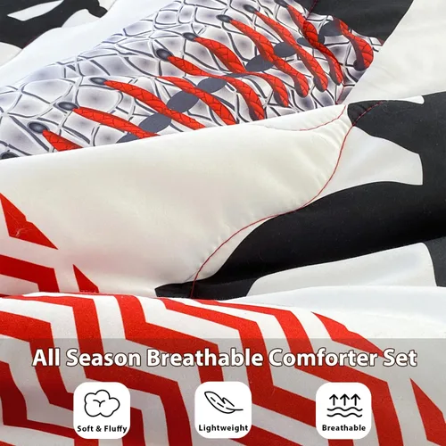 Miniatura 4 de Juego de 7 piezas de edredón deportivo de béisbol en una bolsa, tamaño Queen, ropa de cama 3D para niños, deportes de sóftbol, microfibra para todas