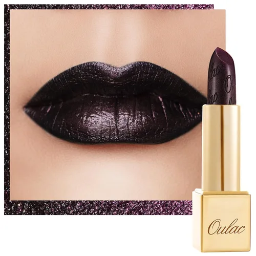 Miniatura 14 de Oulac Lápiz labial rojo, regalos de Navidad para mujeres, fórmula hidratante ligera con brillo 3D metálico, color de labios de alto impacto, Bomba