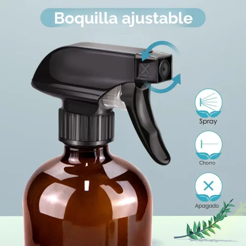 Miniatura 3 de Bontip - Botella de vidrio con atomizador, juego de botellas de vidrio con atomizador y accesorios para limpiadores de ventanas no tóxicos, Ámbar