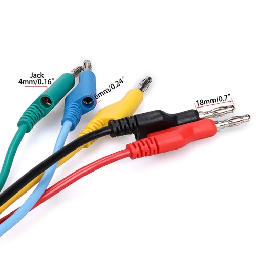 Miniatura 2 de Sumnacon Juego de 5 cables de prueba de enchufe de plátano a plátano, cable de prueba apilable de 0.157 in para multímetro, cable de prueba