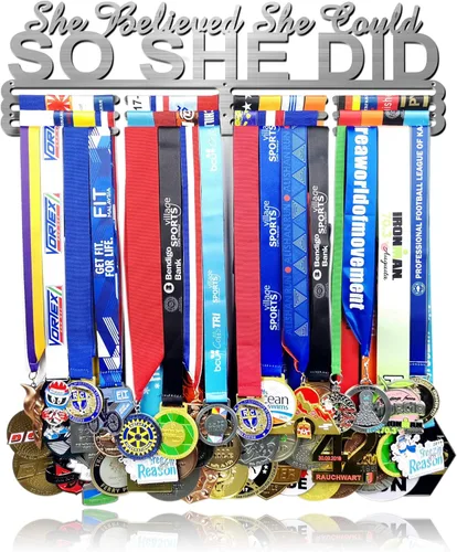 Ella Creyó Que Podía ASI LO HIZO Soporte de Medallas de Carreras Colgador de Pared, Exhibición de Medallas de Maratón y Corredor, Exhibición de