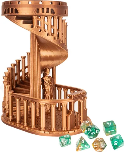 Torre de dados DND con bandeja para juegos de rol, Calabozos y Dragones, D&D, TRPG, 7 dados incluidos, torre rodante perfecta de castillo romano