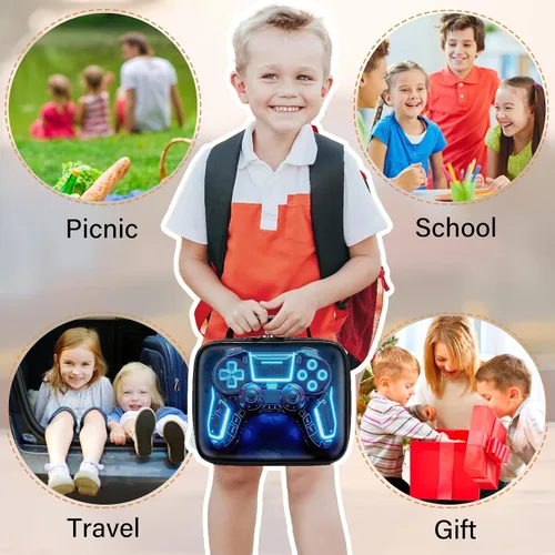 Miniatura 5 de Lonchera de cuero para niños, lonchera de cuero para niños, regalos para jugadores, lonchera aislada para videojuegos, lonchera portátil