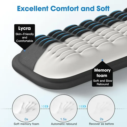 Miniatura 3 de MEKASS Reposamuñecas ergonómico para teclado y ratón, juego de reposamuñecas de espuma viscoelástica suave con base de silicona antideslizante