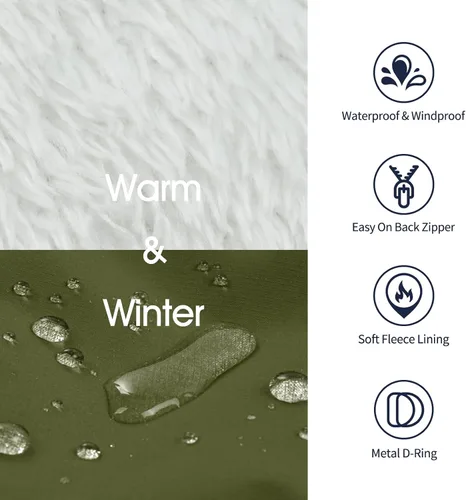 Miniatura 3 de IECOii Abrigo para perro con arnés integrado, verde, grande, abrigo de invierno impermeable, chaqueta de nieve con forro polar para perros Verde
