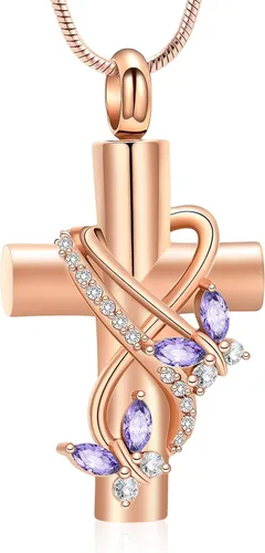 Miniatura 8 de Imrsanl Collar de urna de cruz de mariposa para cenizas, hombres y mujeres, joyería de cremación, colgante de cenizas para cenizas conmemorativas
