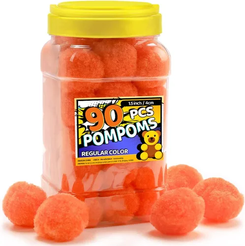 Miniatura 30 de Bundooraking Pompones, 1.5 pulgadas (4cm), 90 piezas bolas grandes multicolor a granel para artes y manualidades, pompones suaves y esponjosos