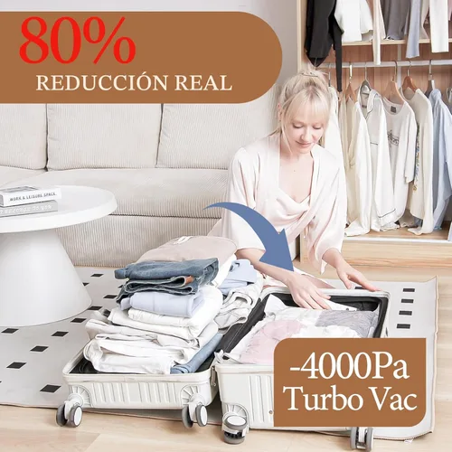 Miniatura 3 de Vacbird Bolsas de Vacío de Viaje con Bomba de Aire Inalámbrica Recargable, Paquete de 12 Bolsas de Almacenamiento al Vacío con Sellado para Ropa