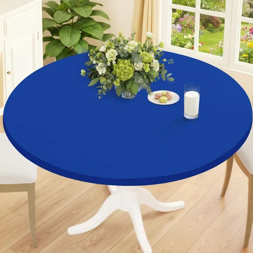Miniatura 22 de Smiry Mantel Redondo de Spandex, Manteles Elásticos Ajustados Lavables para Mesas de 18"-24", Cubierta de Mesa de Pícnic Elástica Impermeable