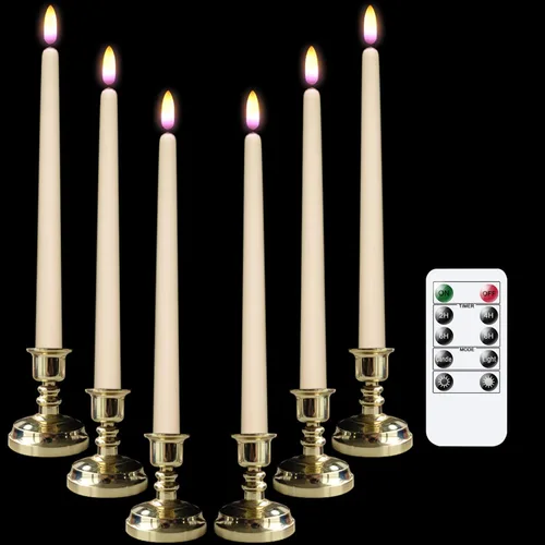 Miniatura 12 de Velas alargadas decorativas sin llama, con control remoto y temporizador