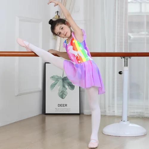 Miniatura 18 de LUOUSE Elegante leotardo de ballet para niñas con falda, mangas con volantes y volantes, perfecto para baile y gimnasia
