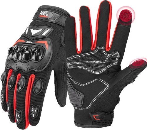 Miniatura 11 de KEMIMOTO - Guantes de motocicleta para hombre, guantes de ciclismo para pantalla táctil, para deportes al aire libre, en carretera, vehículo Negro