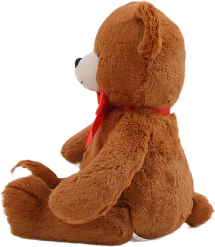 Miniatura 4 de Plushland Oso esponjoso marrón sentado de 15 pulgadas con lazo, oso de peluche suave para niños y adultos, regalo de animales de peluche para todas