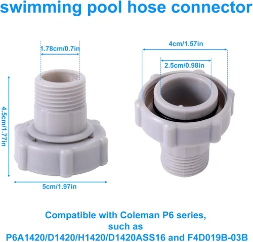 Miniatura 3 de 2 piezas de repuesto para piscina Coleman, tapa de válvula de drenaje y conector de manguera compatible con accesorios de piscina Coleman, piezas