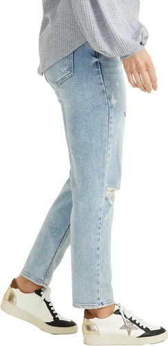 Miniatura 3 de ALTAR'D STATE Jeans de talle alto para mujer, mezclilla rasgada con cierre de botón, azul y negro