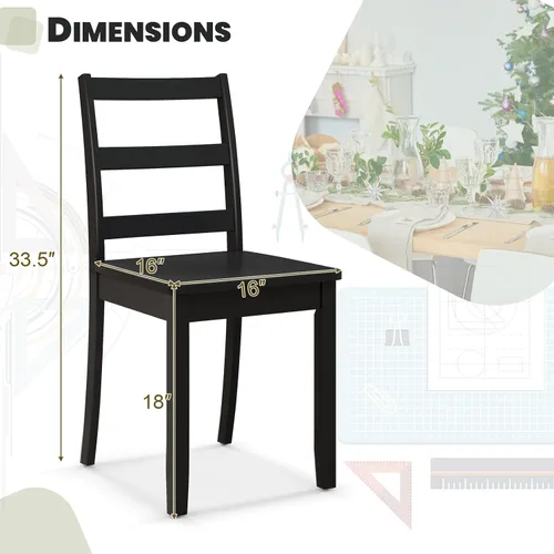 Miniatura 3 de NAFORT - Juego de 4 sillas de comedor negras de madera, sillas de cocina sin brazos con patas de madera de goma sólida, almohadillas Negro