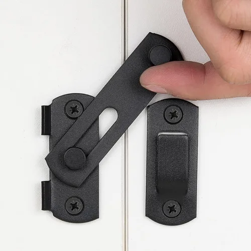 INIRET 6 Paquetes de Pestillos para Puerta de Granero, 2.75" x 2.02" Acero Inoxidable Negro Mate, Pestillo Abatible para Puerta de Granero,