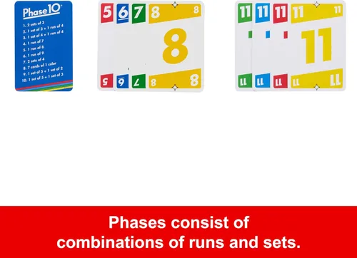 Miniatura 4 de Mattel Games Juego de cartas Phase 10 con baraja accesible para daltónicos en lata de almacenamiento y viaje para niños, adultos y familias